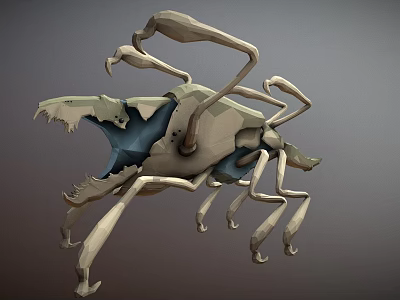Game and Movie Fantasy Creature Character With Multi Legs Sharp Claws and Gray Blue Tones 3d model