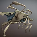 Game and Movie Fantasy Creature Character With Multi Legs Sharp Claws and Gray Blue Tones