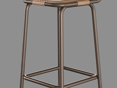 Modern Industrial Bar Stool With Sturdy Metal Frame And Breathable Woven Seat For Home Bar 3d model