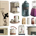 Vintage Kitchen Appliances Collection With Refrigerator Coffee Maker Juicer Blender And Microwave
