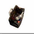 Open Brown Paper Bag Containing Trash Items Coffee Cup And Snack Packages 3d model