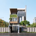 Modern Detached Villa Exterior Design With Green Vines Large Windows And Balcony