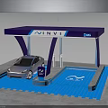 MINVI Electric Vehicle Charging Station with Silver Car Connected to Charging Port