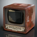 Vintage Square Rustic Television With Old Fashioned Black Screen And Retro Design