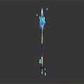 Icy Blue Magical Staff with Ice Crystals Blue Gemstones and Golden Accents