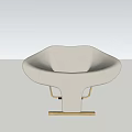 Modern White Single Sofa With Curved Design And Metal Base Support