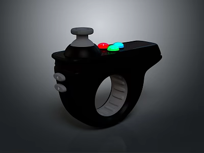 Black Ring Style Gaming Computer Controller with Gray Joystick and Red Green Blue Buttons 3d model
