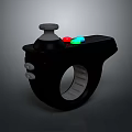 Black Ring Style Gaming Computer Controller with Gray Joystick and Red Green Blue Buttons 3d model