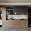 Modern Sideboard Design With Black Wood Glass Doors Marble Countertop And Appliances