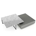 Modern Coffee Table With Sleek Marble Top And Geometric Storage Base 3d model