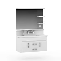 Modern White Bathroom Vanity Cabinet With Mirror And Storage Drawers