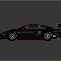 High Performance Porsche Race Car With Gray Body Red Stripes And Large Rear Wing