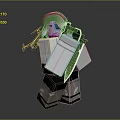Lego Style Character In Armored Outfit With Pink Hair Weapon And Shield