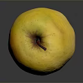 Juicy Fresh Ripe Yellow Apple With Shiny Surface On Gray Background