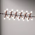 Modern Copper Metal Linear Cross Structure Chandelier With Bright Ceiling Lights 3d model