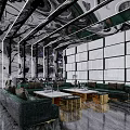 Elegant Modern KTV Lounge Interior With Green Velvet Sofas Geometric Decor And Ambient Lighting