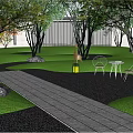 Modern Milk Tea Shop With Courtyard Water Feature And Lush Green Trees