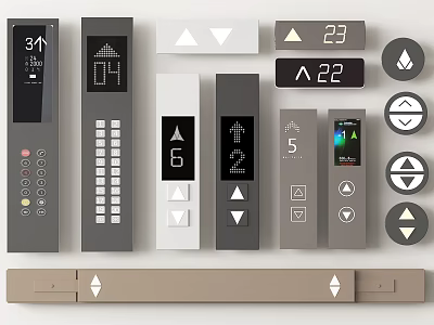 Elevator Switch Panels With Various Designs Digital Displays And Buttons 3d model