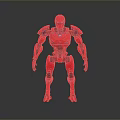 Red Robot Character With Blue Accents And Futuristic Mechanical Design