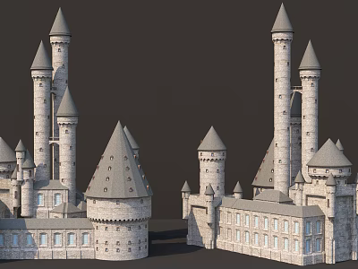 Ancient Stone Architecture With Tall Towers Pointed Spires And Castle Design 3d model