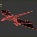Detailed Fantasy Dragon Game and Movie Character With Red Wings Golden Body