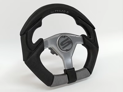 Sparco Sporty Steering Wheel With Black Grip And Silver Center Design 3d model