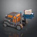 3D Model Forklift with Orange Gray Structure Carrying White Box on Fork 3d model
