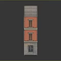 Traditional Three Story Red Brick Building With Gray Roof Windows And Storefront Signs