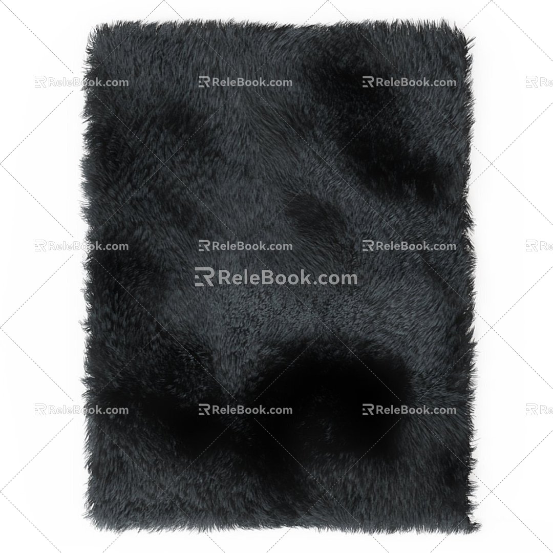 Modern Square Carpet Carpet Wool Fur Fluff Coarse 3d model