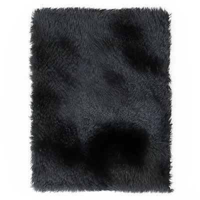 Black Fluffy Square Rug with Soft Plush Texture and Luxurious Appearance 3d model