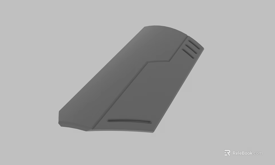 Gray Rectangular 3D Model With Smooth Surface Modern Geometric Design And Side Grooves 3d model 