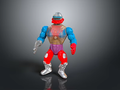Muscular Sci Fi Game Movie Character Action Figure With Blue Arms Red Body Silver Gear 3d model