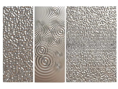 Metallic Decorative Wall Panels With Circular Wavy Striped Textures For Interior Design 3d model