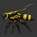 Futuristic Mechanical Bee Robot Insect With Yellow Black Body And Transparent Wings