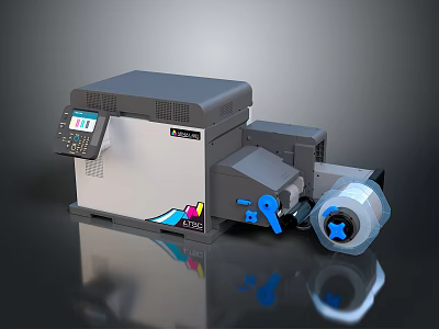 Advanced Computer Controlled Multifunctional Printer With Display Screen And Reel Component 3d model