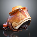 Animated Fantasy Frog Character with Orange Hat Brown Leather Texture and Red Accessory