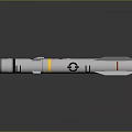Space Rocket Model Design With White Body Black Yellow Stripes And Red Markings