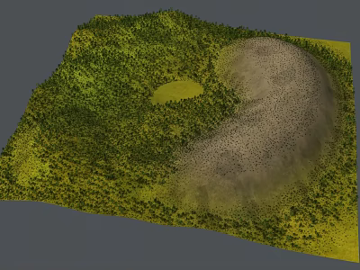 Natural Terrain Model With Green Vegetation Circular Area And Earth Colored Hill 3d model