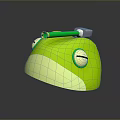 Green Cartoon Turtle With Yellow Belly And Green Pen On Head Closed Eyes