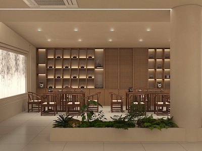 New Chinese Teahouse Hall 3d model