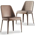 Modern Dining Chairs With Brown Leather And Light Gray Fabric Seats And Wooden Legs