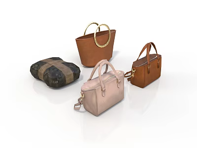 Stylish Daily Use Handbags With Different Colors Circular Handles And Structured Designs 3d model