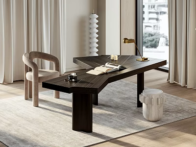Cassina Desk and Chair Combination Butterfly Table Special-shaped Desk Butterfly-shaped Office Desk and Chair Combination 3d model