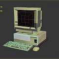 Vintage Electronic Computer With Monitor Desktop Tower Keyboard And Mouse
