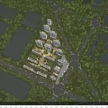 Aerial View Planning of Modern Residential Complex With High Rise Buildings Greenery and Roads