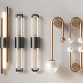 Modern Wall Lamps Featuring Black Gold Metal Frames Spherical Glass Shades And LED Tubes