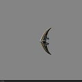 Decorative Curved Weapon With Yellow And Black Metal Frame And Ornate Details