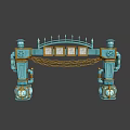 Ornate Blue And Gold Decorative Archway With Pillars Lanterns And Chains