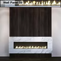 Elegant Fireplace Interior Design With Marble Base Dark Wooden Panel And Flames