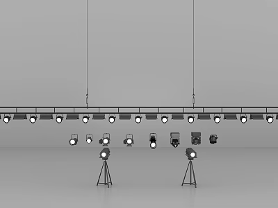 Modern Lighting Combination Featuring Track Lights Tripod Spotlights And Small Spotlights 3d model